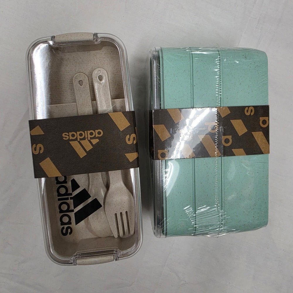 2 Adidas Bento Box w/ Utensils Sports On The Go 3 Layer Level Box Promo Item